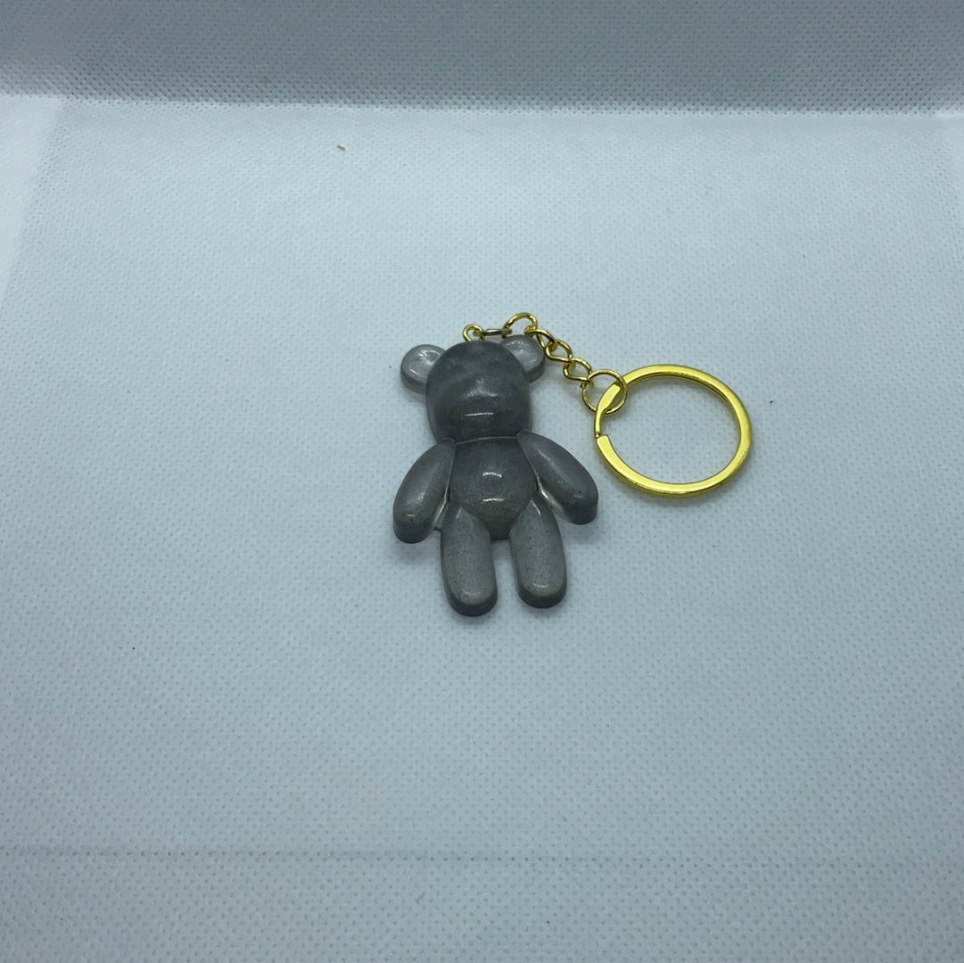 Gray Teddy Bear Keychain
